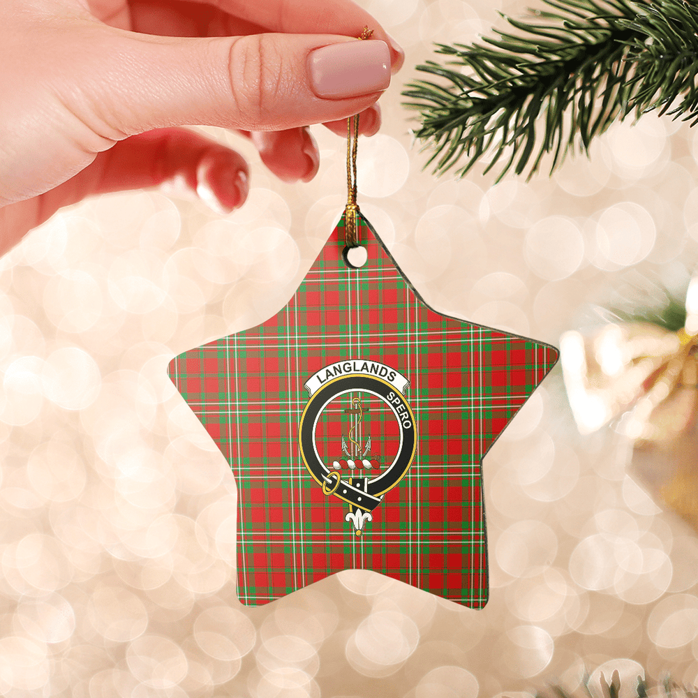 Clan Langlands Tartan Crest Star Ceramic Ornament FW31 Langlands Tartan Tartan Christmas   