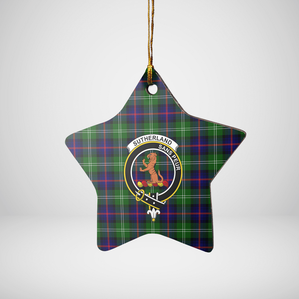 Clan Sutherland Modern Tartan Crest Star Ceramic Ornament NC73 Sutherland Modern Tartan Tartan Christmas   