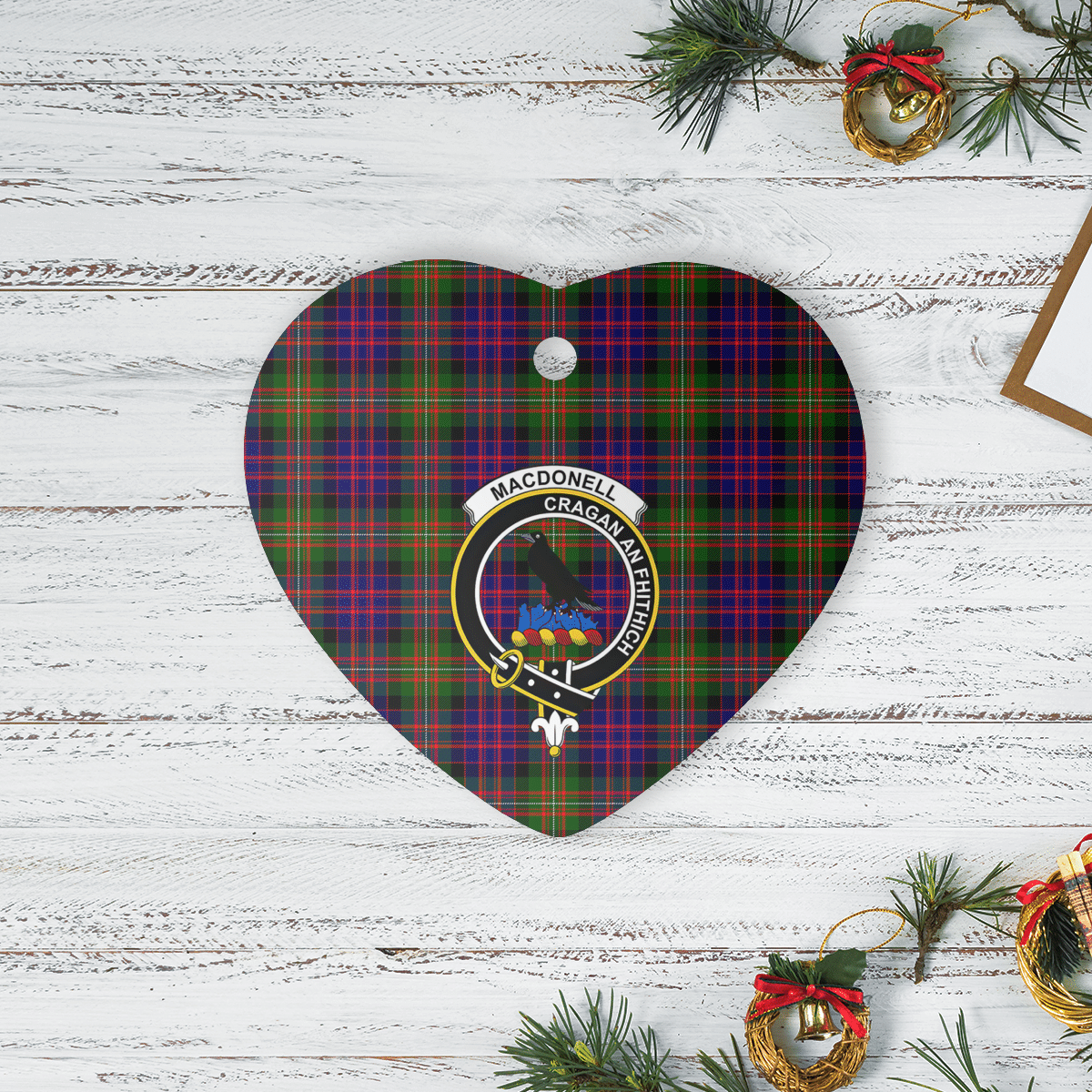 Clan MacDonnell of Glengarry Modern Tartan Crest Heart Ceramic Ornament HR21 MacDonnell of Glengarry Modern Tartan Tartan Christmas   
