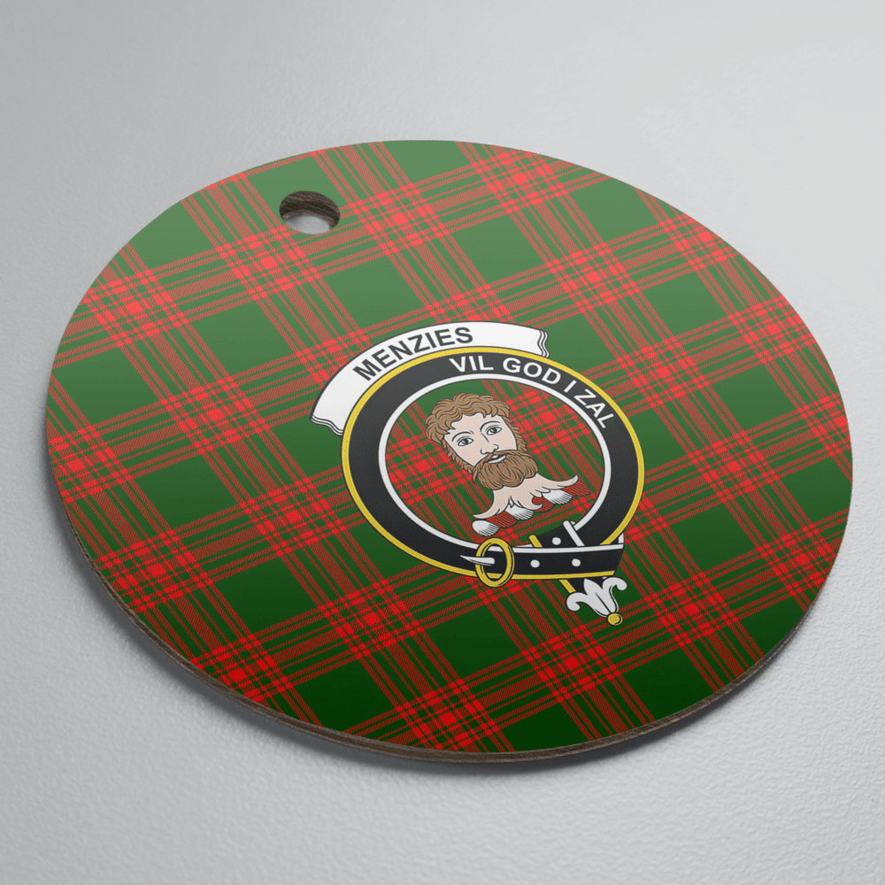 Clan Menzies Green Modern Tartan Crest Round Ceramic Ornament HK97 Menzies Green Modern Tartan Tartan Christmas   