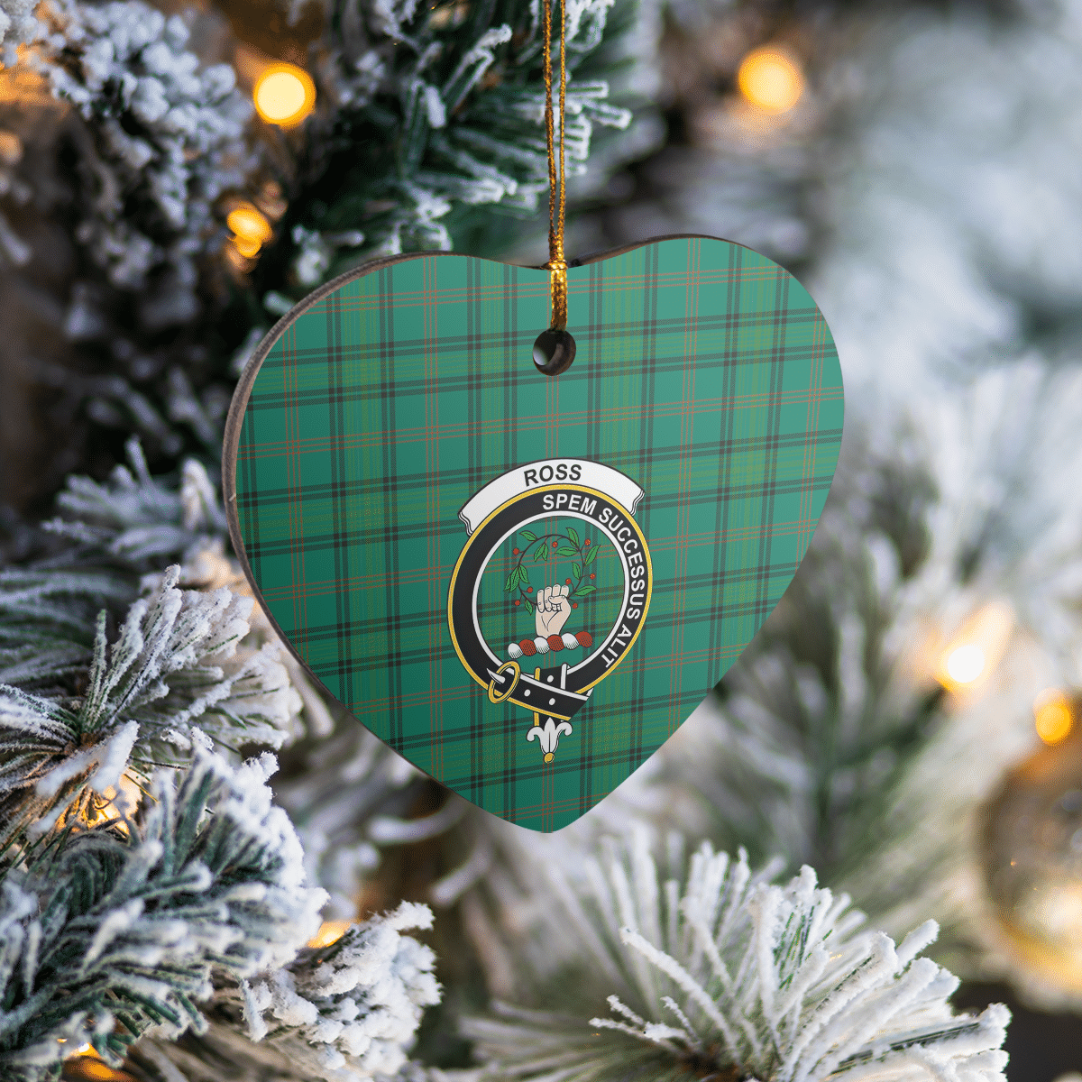 Clan Ross Hunting Ancient Tartan Crest Heart Ceramic Ornament PI80 Ross Hunting Ancient Tartan Tartan Christmas   