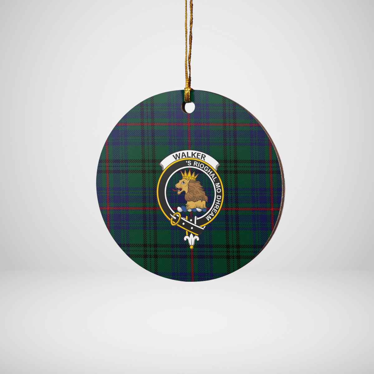 Clan Walker Hunting Modern Tartan Crest Round Ceramic Ornament QX96 Walker Hunting Modern Tartan Tartan Christmas   