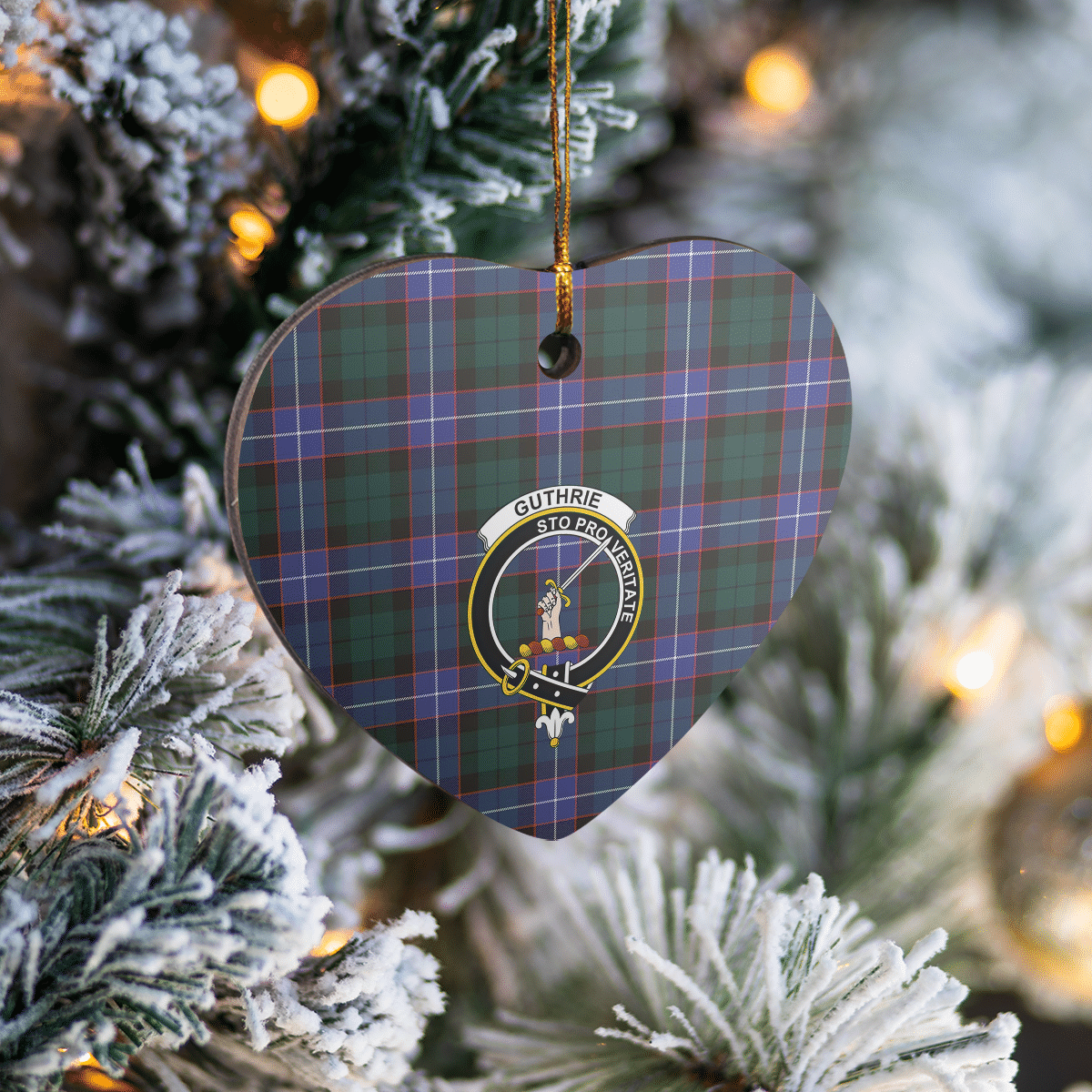 Clan Guthrie Modern Tartan Crest Heart Ceramic Ornament ZS34 Guthrie Modern Tartan Tartan Christmas   