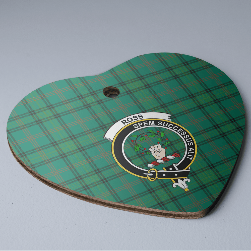 Clan Ross Hunting Ancient Tartan Crest Heart Ceramic Ornament PI80 Ross Hunting Ancient Tartan Tartan Christmas   
