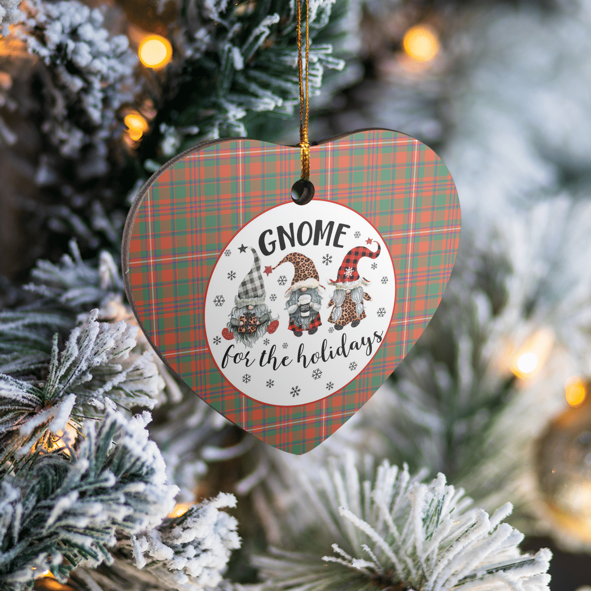 Clan MacKinnon Ancient Tartan Tartan Crest Gnome Heart Ceramic Ornament VE22 MacKinnon Ancient Tartan Tartan Christmas   