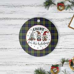 Clan Colquhoun Tartan Tartan Crest Gnome Round Ceramic Ornament CJ32 Colquhoun Tartan Tartan Christmas   