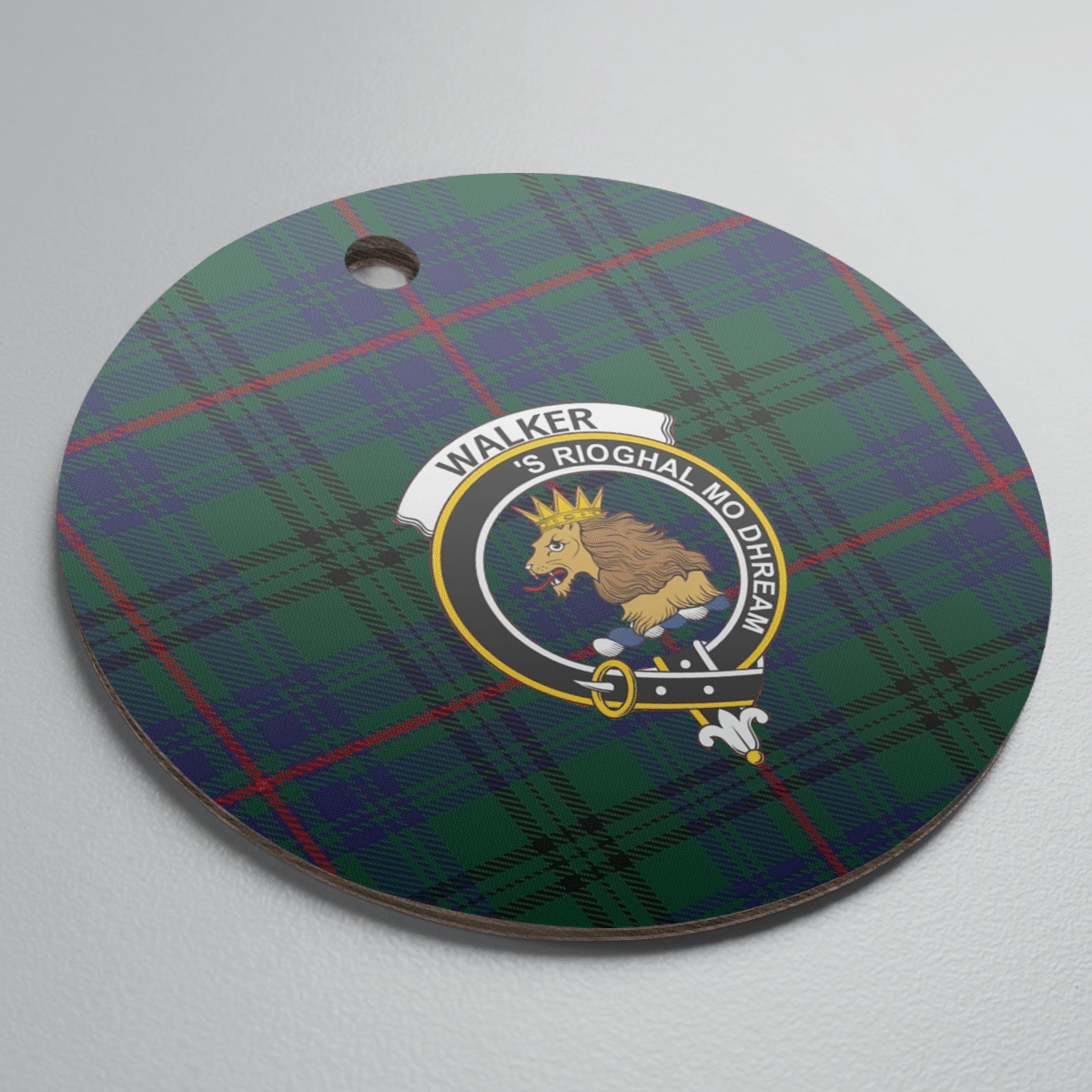Clan Walker Hunting Modern Tartan Crest Round Ceramic Ornament QX96 Walker Hunting Modern Tartan Tartan Christmas   