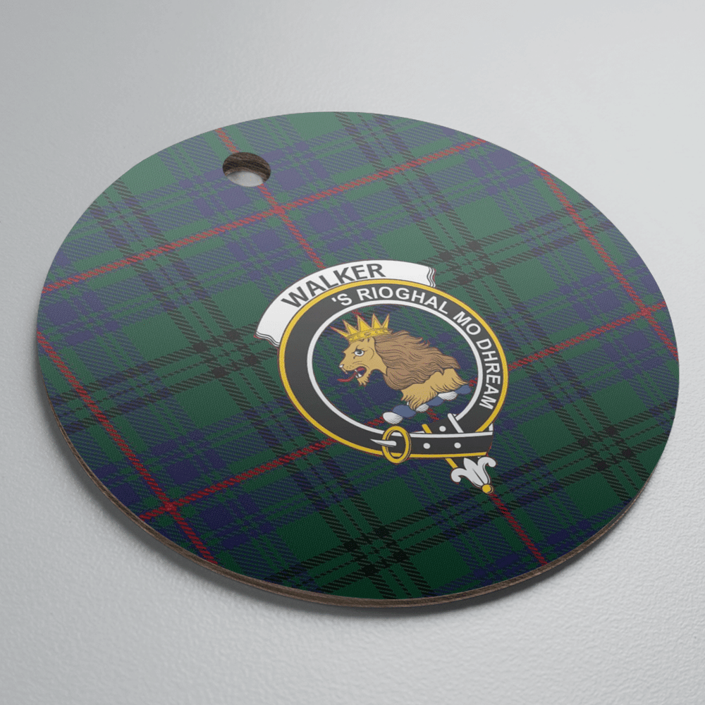 Clan Walker Hunting Modern Tartan Crest Round Ceramic Ornament QX96 Walker Hunting Modern Tartan Tartan Christmas   