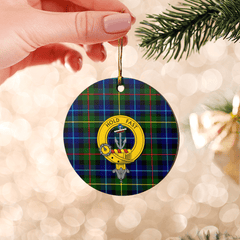 Clan Smith Modern Tartan Crest Round Ceramic Ornament JX37 Smith Modern Tartan Tartan Christmas   