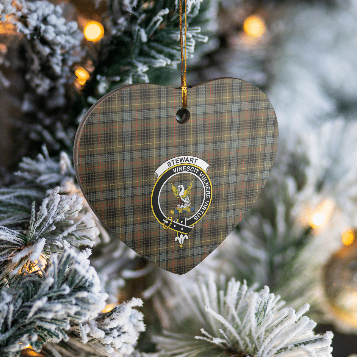 Clan Stewart Hunting Weathered Tartan Crest Heart Ceramic Ornament WF23 Stewart Hunting Weathered Tartan Tartan Christmas   