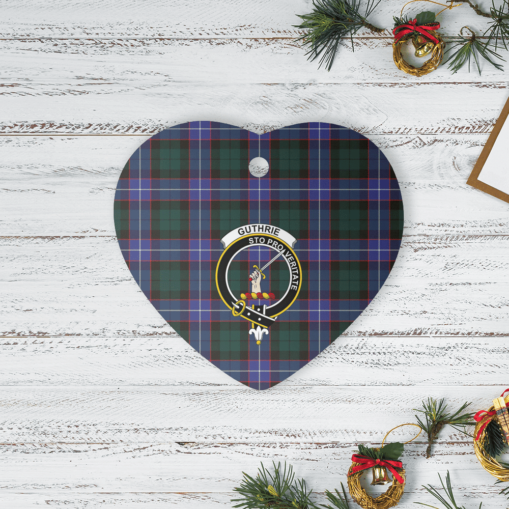 Clan Guthrie Modern Tartan Crest Heart Ceramic Ornament ZS34 Guthrie Modern Tartan Tartan Christmas   