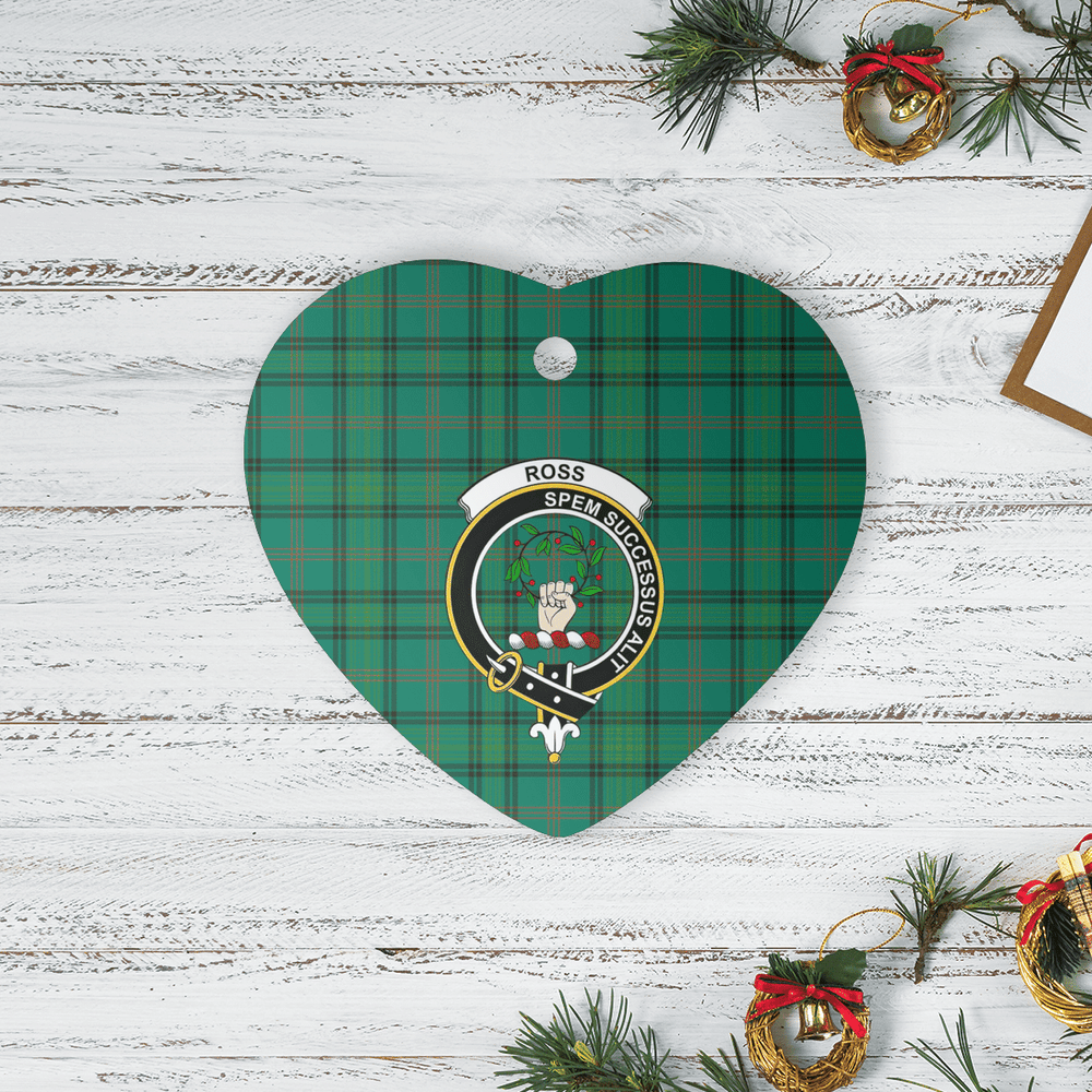 Clan Ross Hunting Ancient Tartan Crest Heart Ceramic Ornament PI80 Ross Hunting Ancient Tartan Tartan Christmas   