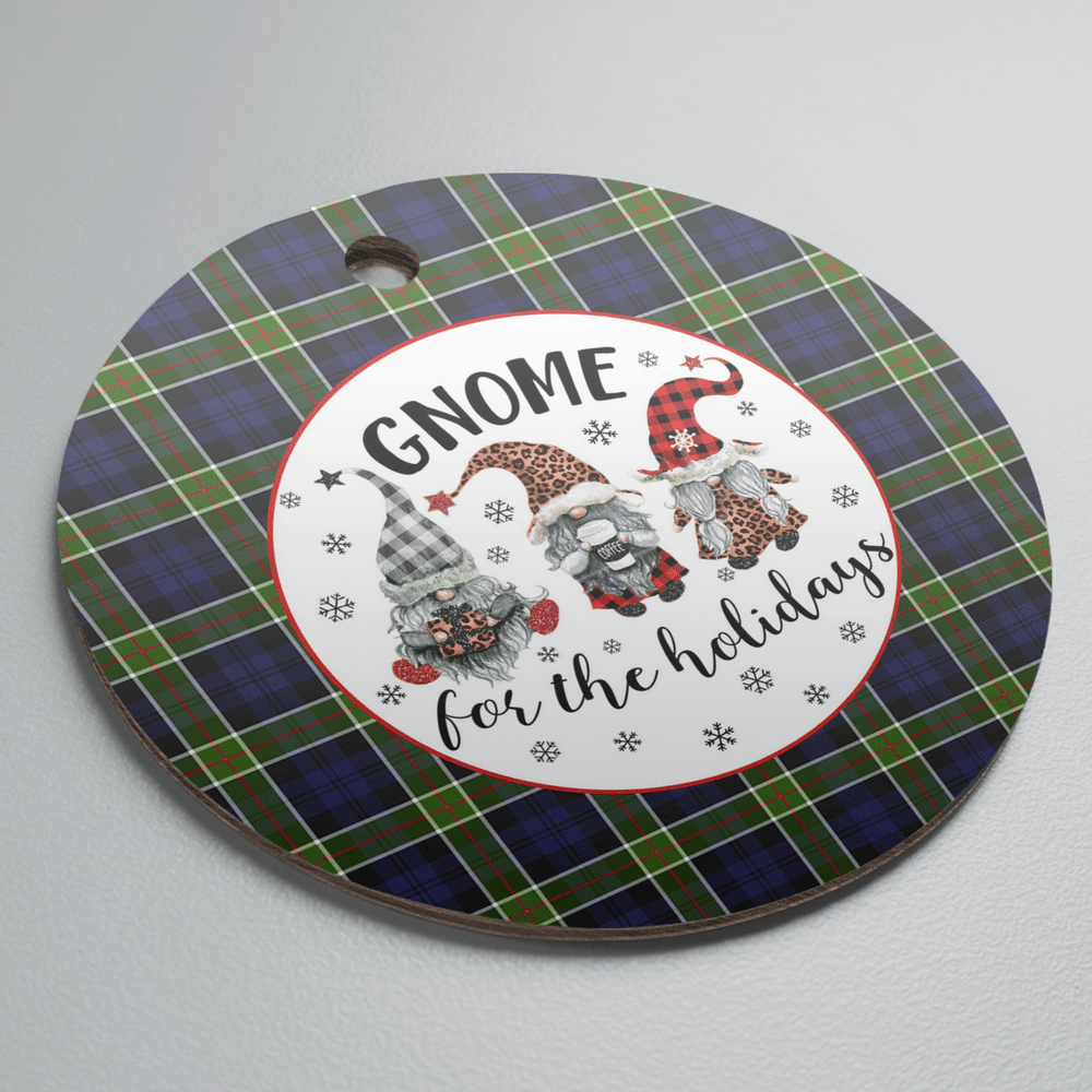 Clan Colquhoun Tartan Tartan Crest Gnome Round Ceramic Ornament CJ32 Colquhoun Tartan Tartan Christmas   