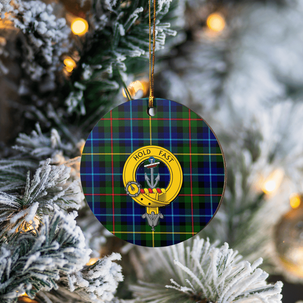 Clan Smith Modern Tartan Crest Round Ceramic Ornament JX37 Smith Modern Tartan Tartan Christmas   