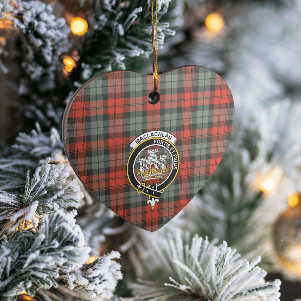 Clan MacLachlan Weathered Tartan Crest Heart Ceramic Ornament BP49 MacLachlan Weathered Tartan Tartan Christmas   