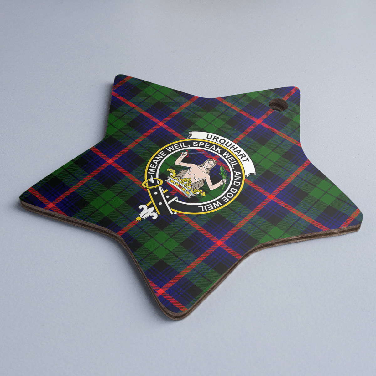 Clan Urquhart Modern Tartan Crest Star Ceramic Ornament YG35 Urquhart Modern Tartan Tartan Christmas   