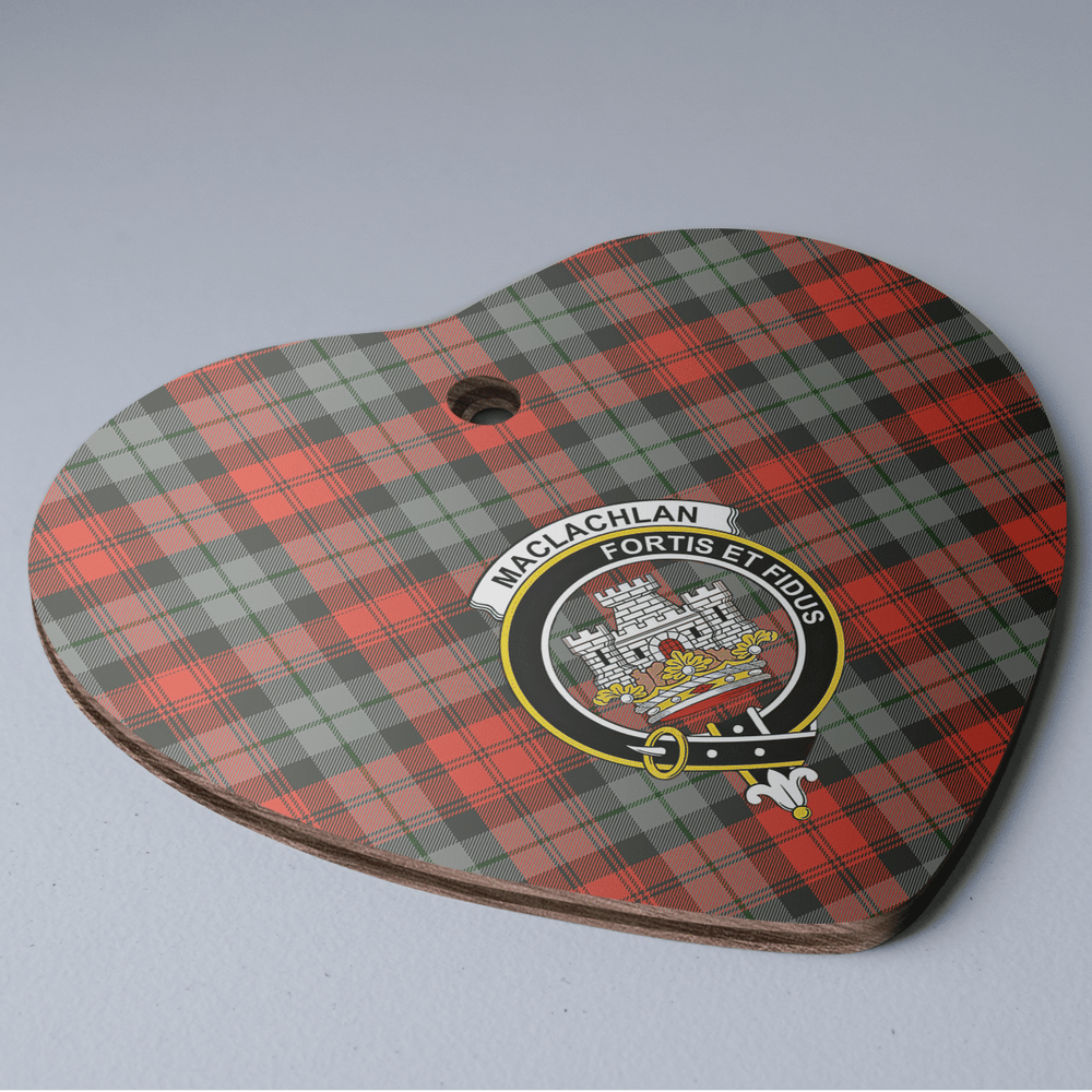Clan MacLachlan Weathered Tartan Crest Heart Ceramic Ornament BP49 MacLachlan Weathered Tartan Tartan Christmas   