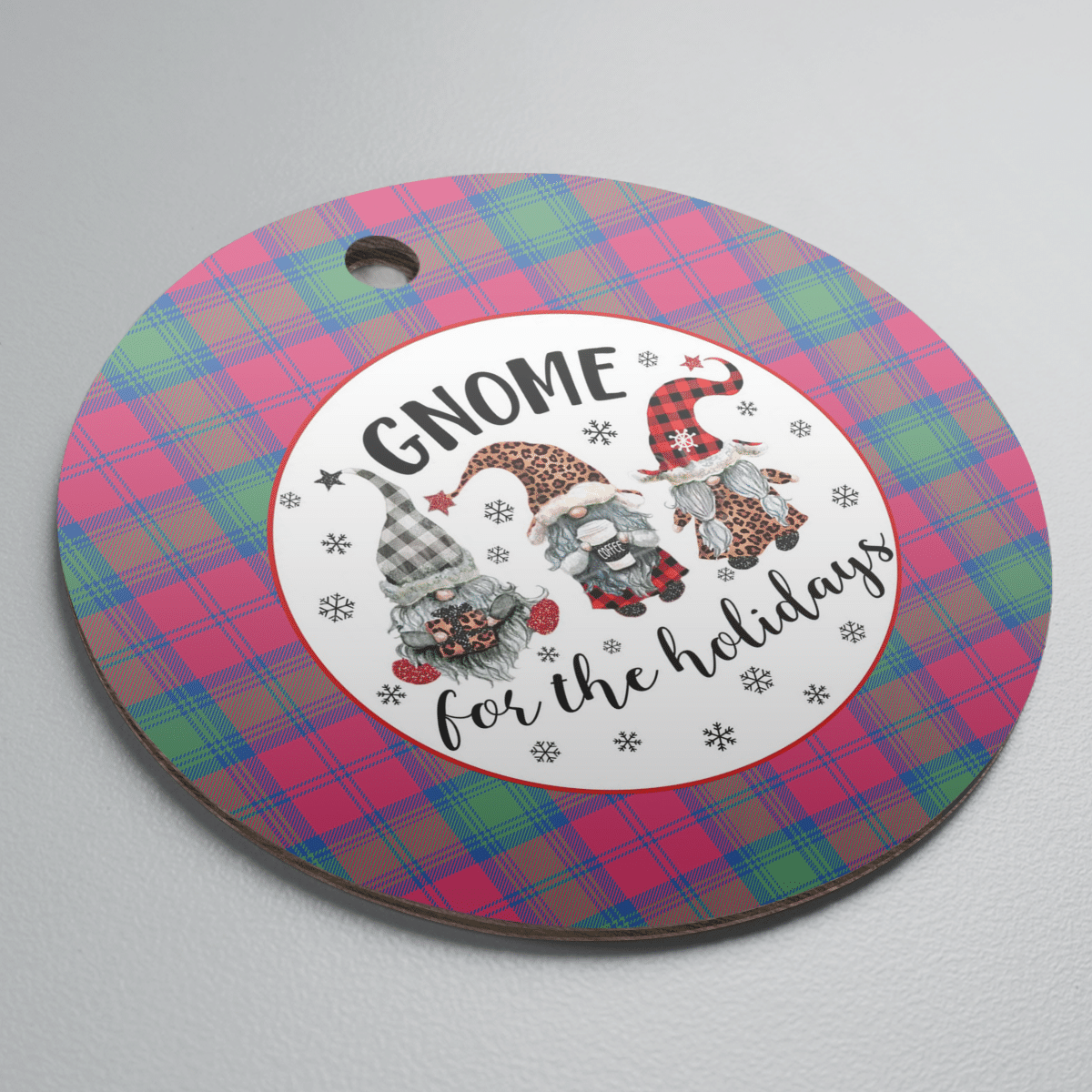 Clan Lindsay Ancient Tartan Tartan Crest Gnome Round Ceramic Ornament QG81 Lindsay Ancient Tartan Tartan Christmas   