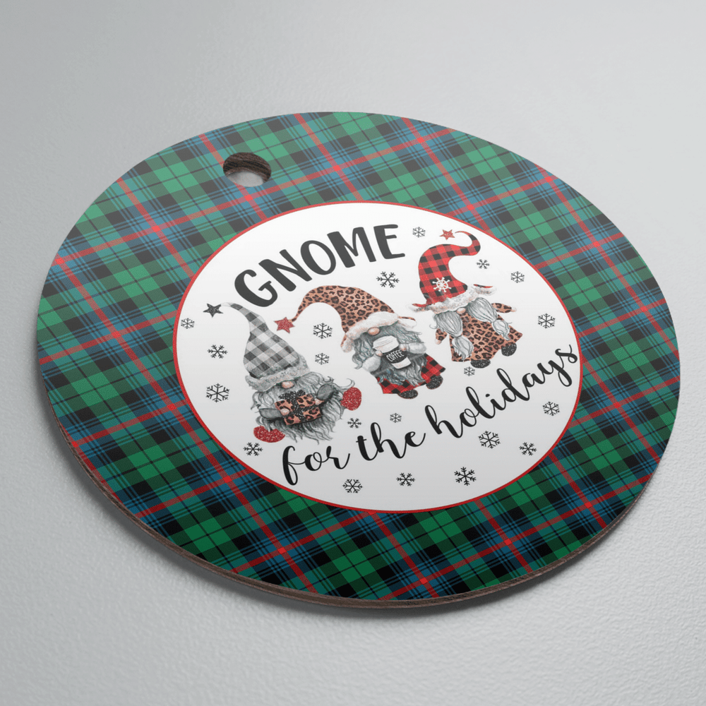 Clan Urquhart Broad Red Ancient Tartan Tartan Crest Gnome Round Ceramic Ornament FA93 Urquhart Broad Red Ancient Tartan Tartan Christmas   