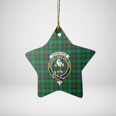 Clan Cranstoun Tartan Crest Star Ceramic Ornament