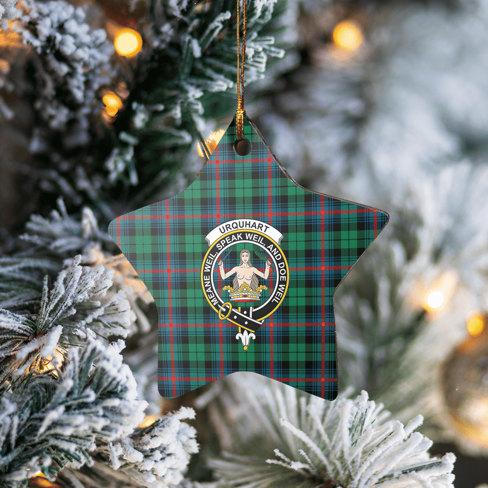 Clan Urquhart Broad Red Ancient Tartan Crest Star Ceramic Ornament IF15 Urquhart Broad Red Ancient Tartan Tartan Christmas   