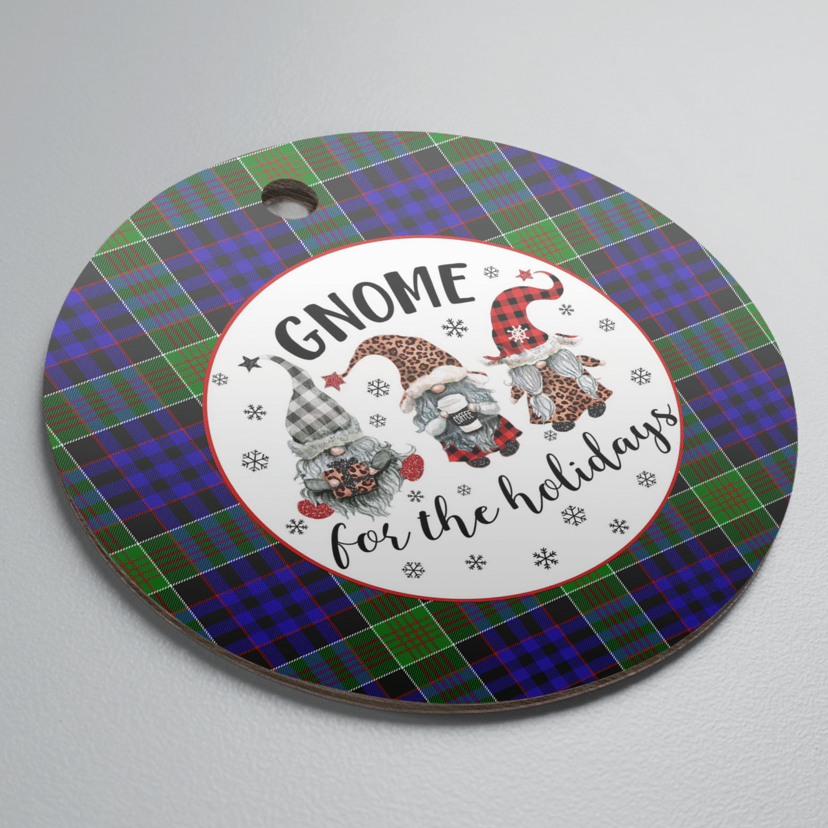 Clan Newman Tartan Tartan Crest Gnome Round Ceramic Ornament DK70 Newman Tartan Tartan Christmas   