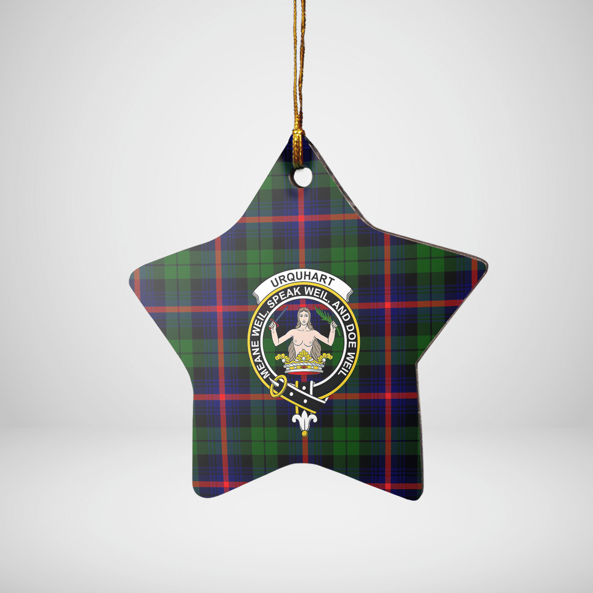 Clan Urquhart Modern Tartan Crest Star Ceramic Ornament YG35 Urquhart Modern Tartan Tartan Christmas   