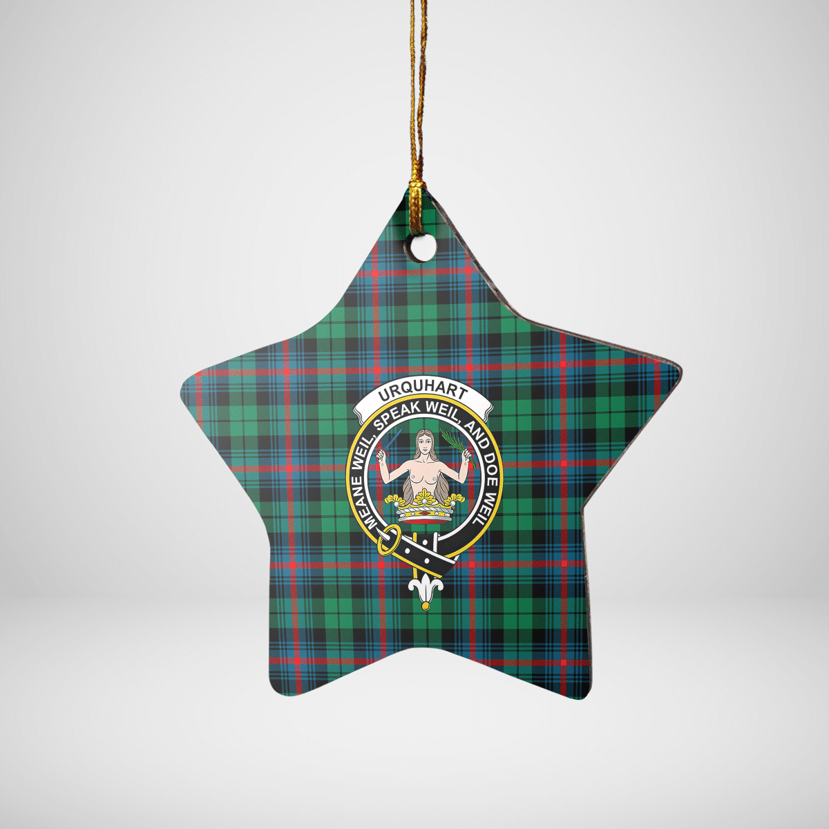 Clan Urquhart Broad Red Ancient Tartan Crest Star Ceramic Ornament IF15 Urquhart Broad Red Ancient Tartan Tartan Christmas   