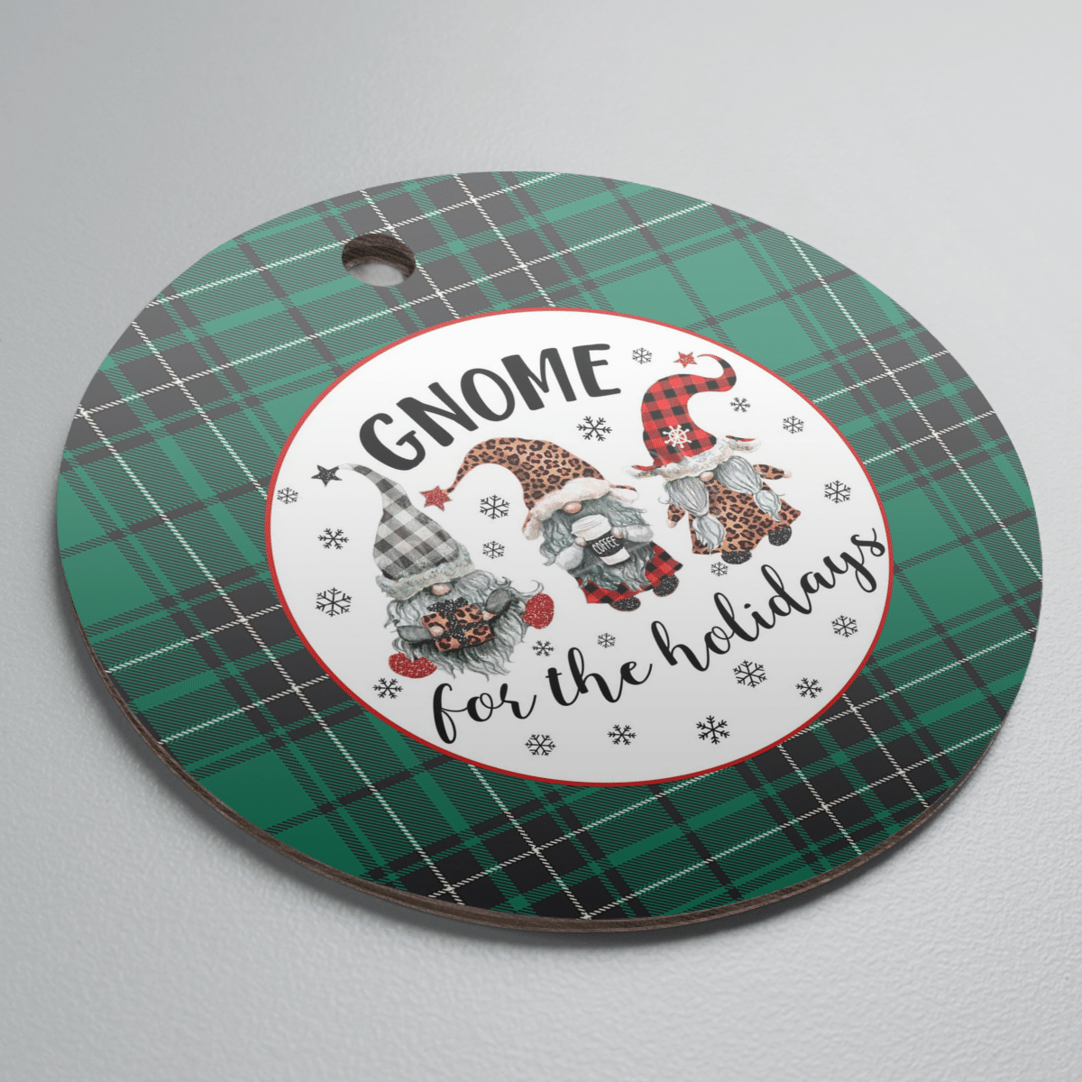 Clan MacLean Hunting Ancient Tartan Tartan Crest Gnome Round Ceramic Ornament ZH89 MacLean Hunting Ancient Tartan Tartan Christmas   