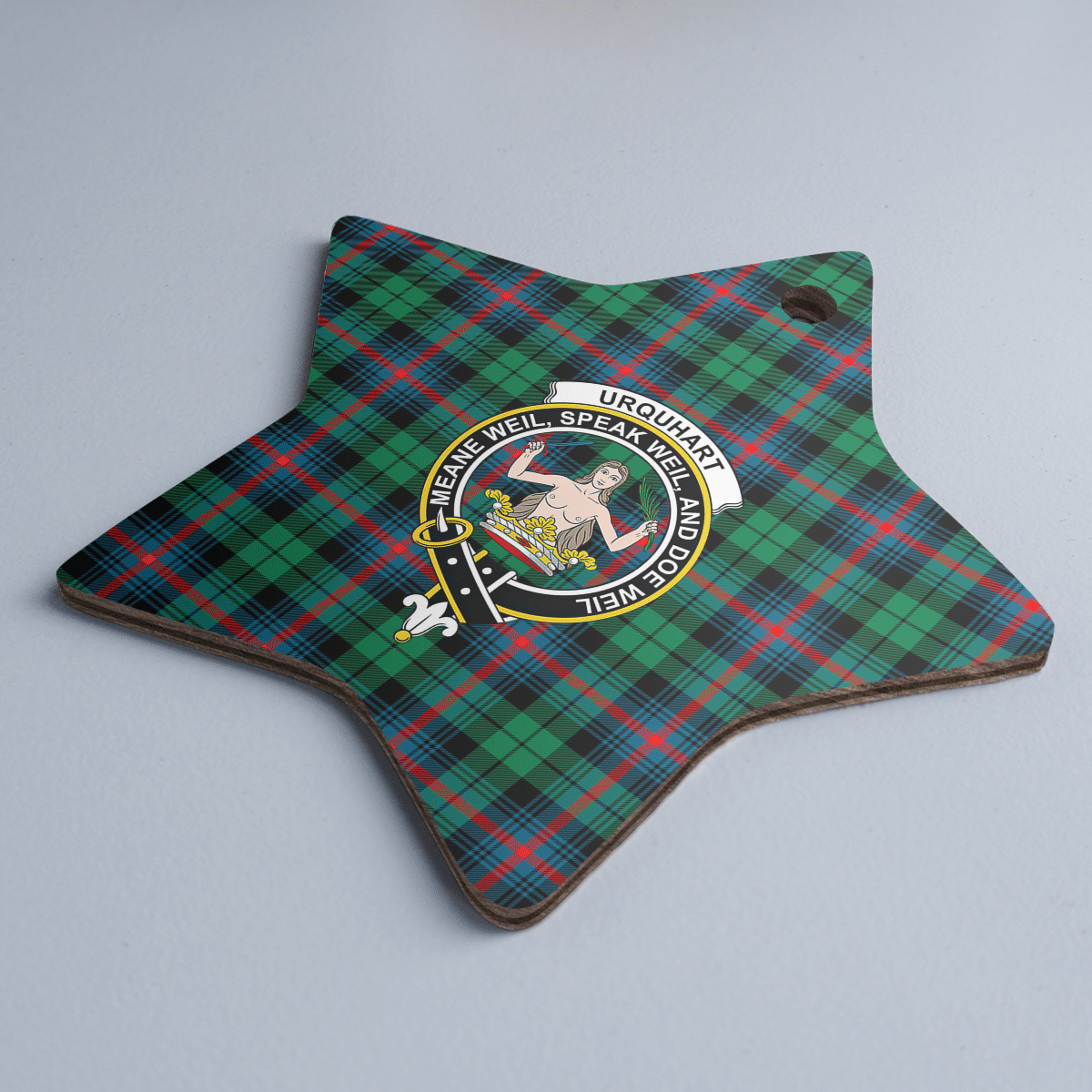 Clan Urquhart Broad Red Ancient Tartan Crest Star Ceramic Ornament IF15 Urquhart Broad Red Ancient Tartan Tartan Christmas   