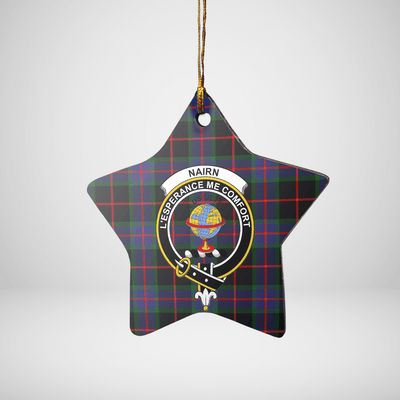 Clan Nairn Tartan Crest Star Ceramic Ornament