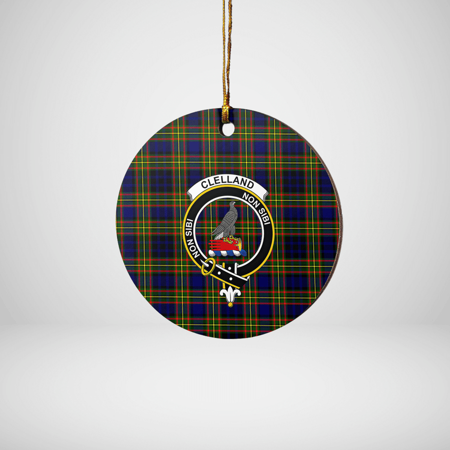 Clan Clelland Modern Tartan Crest Round Ceramic Ornament WI73 Clelland Modern Tartan Tartan Christmas   
