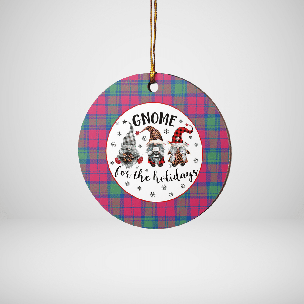 Clan Lindsay Ancient Tartan Tartan Crest Gnome Round Ceramic Ornament QG81 Lindsay Ancient Tartan Tartan Christmas   