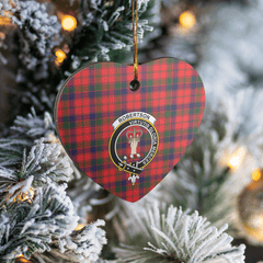 Clan Robertson Modern Tartan Crest Heart Ceramic Ornament BV40 Robertson Modern Tartan Tartan Christmas   