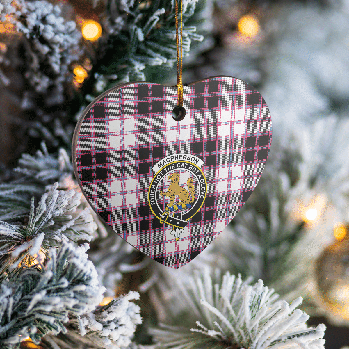 Clan MacPherson Hunting Modern Tartan Crest Heart Ceramic Ornament TX27 MacPherson Hunting Modern Tartan Tartan Christmas   