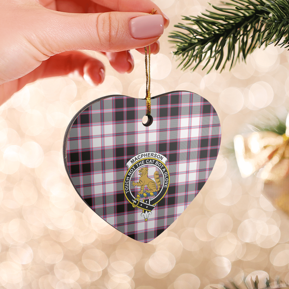 Clan MacPherson Hunting Modern Tartan Crest Heart Ceramic Ornament TX27 MacPherson Hunting Modern Tartan Tartan Christmas   