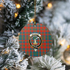 Clan Matheson Ancient Tartan Crest Round Ceramic Ornament MT83 Matheson Ancient Tartan Tartan Christmas   