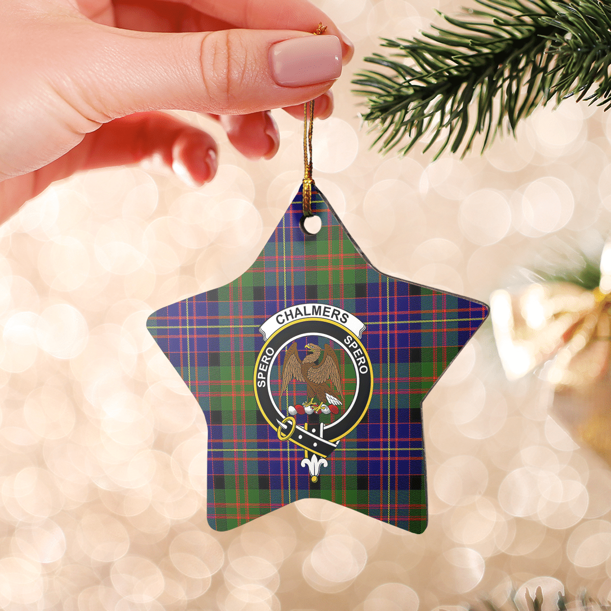 Clan Chalmer Tartan Crest Star Ceramic Ornament IJ85 Chalmer Tartan Tartan Christmas   