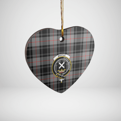 Clan Moffat Modern Tartan Crest Heart Ceramic Ornament