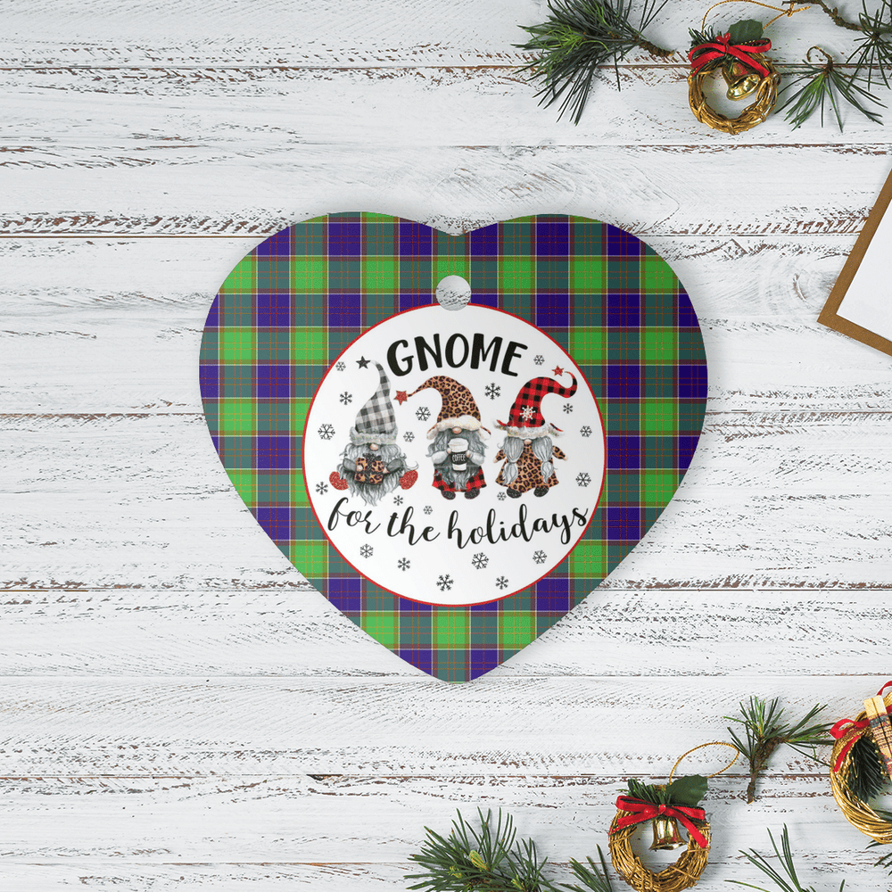Clan Dalrymple Tartan Tartan Crest Gnome Heart Ceramic Ornament ET11 Dalrymple Tartan Tartan Christmas   