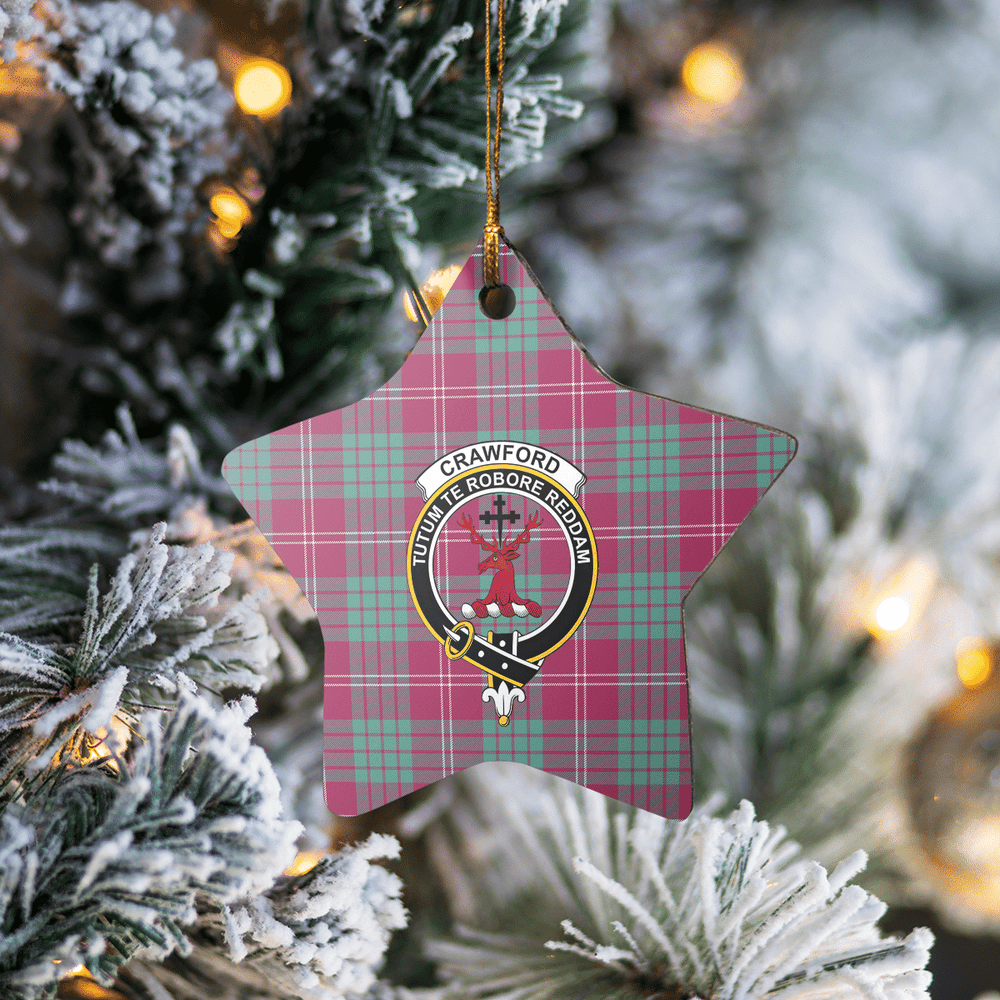 Clan Crawford Ancient Tartan Crest Star Ceramic Ornament CD71 Crawford Ancient Tartan Tartan Christmas   