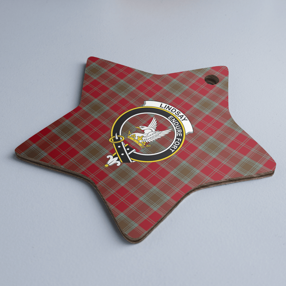 Clan Lindsay Weathered Tartan Crest Star Ceramic Ornament RW74 Lindsay Weathered Tartan Tartan Christmas   