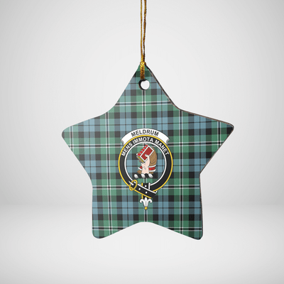 Clan Melville Tartan Crest Star Ceramic Ornament