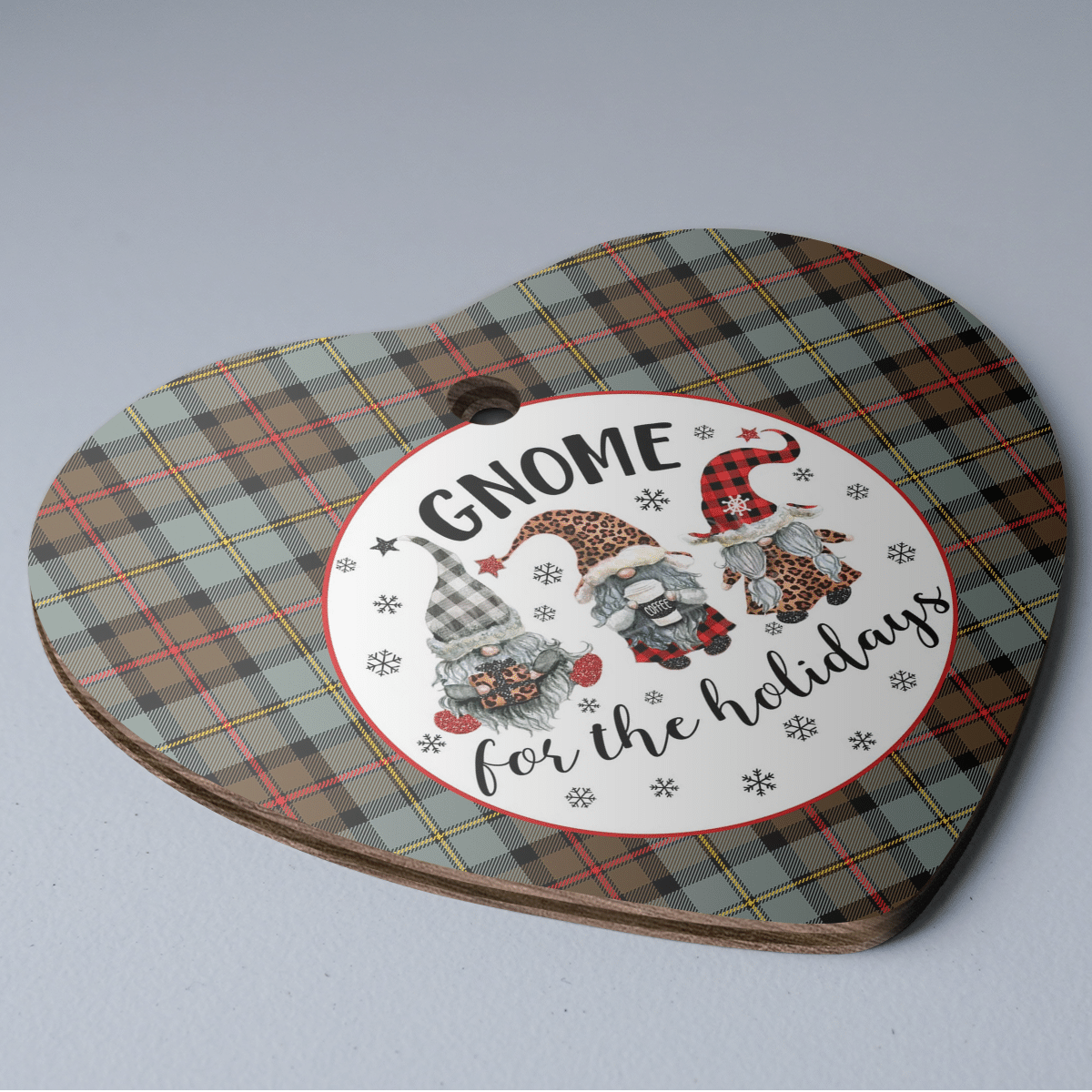 Clan MacLeod of Harris Weathered Tartan Tartan Crest Gnome Heart Ceramic Ornament BL74 MacLeod of Harris Weathered Tartan Tartan Christmas   