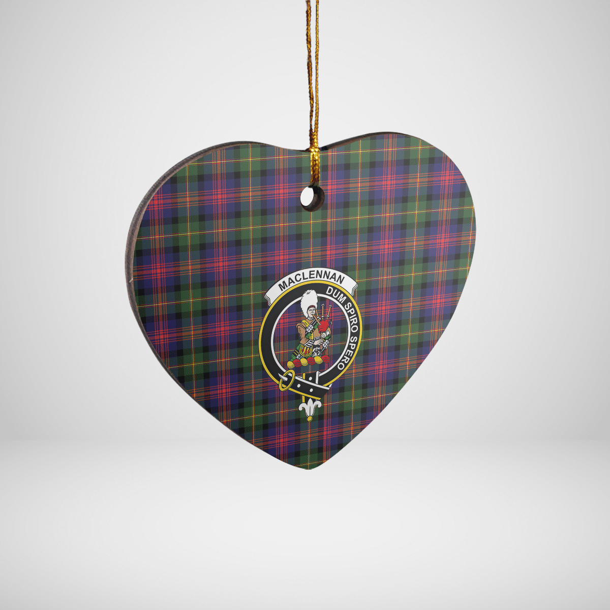 Clan MacLennan Tartan Crest Heart Ceramic Ornament CX74 MacLennan Tartan Tartan Christmas   