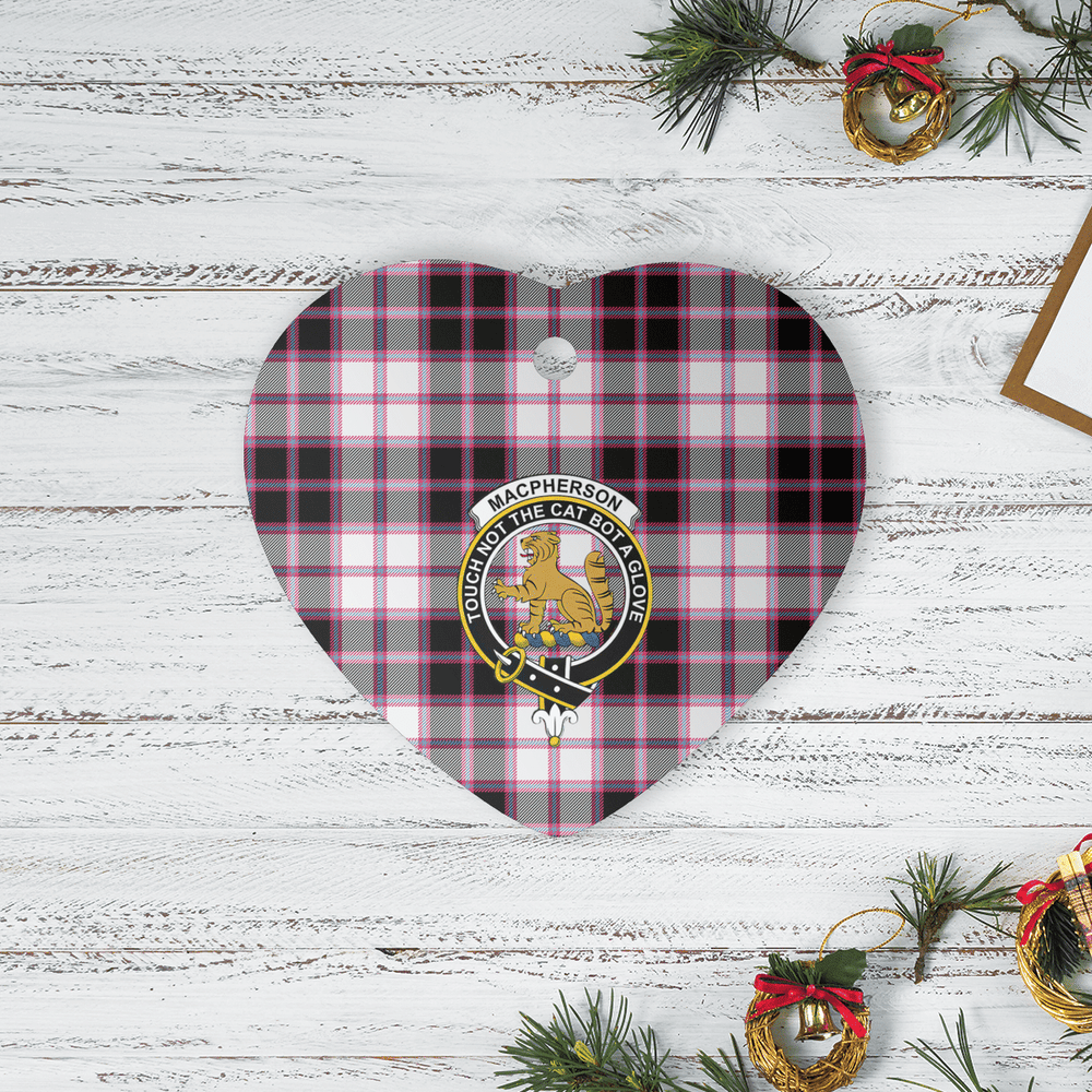 Clan MacPherson Hunting Modern Tartan Crest Heart Ceramic Ornament TX27 MacPherson Hunting Modern Tartan Tartan Christmas   