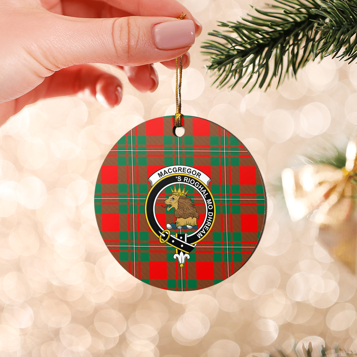 Clan MacGregor Ancient Tartan Crest Round Ceramic Ornament XJ82 MacGregor Ancient Tartan Tartan Christmas   