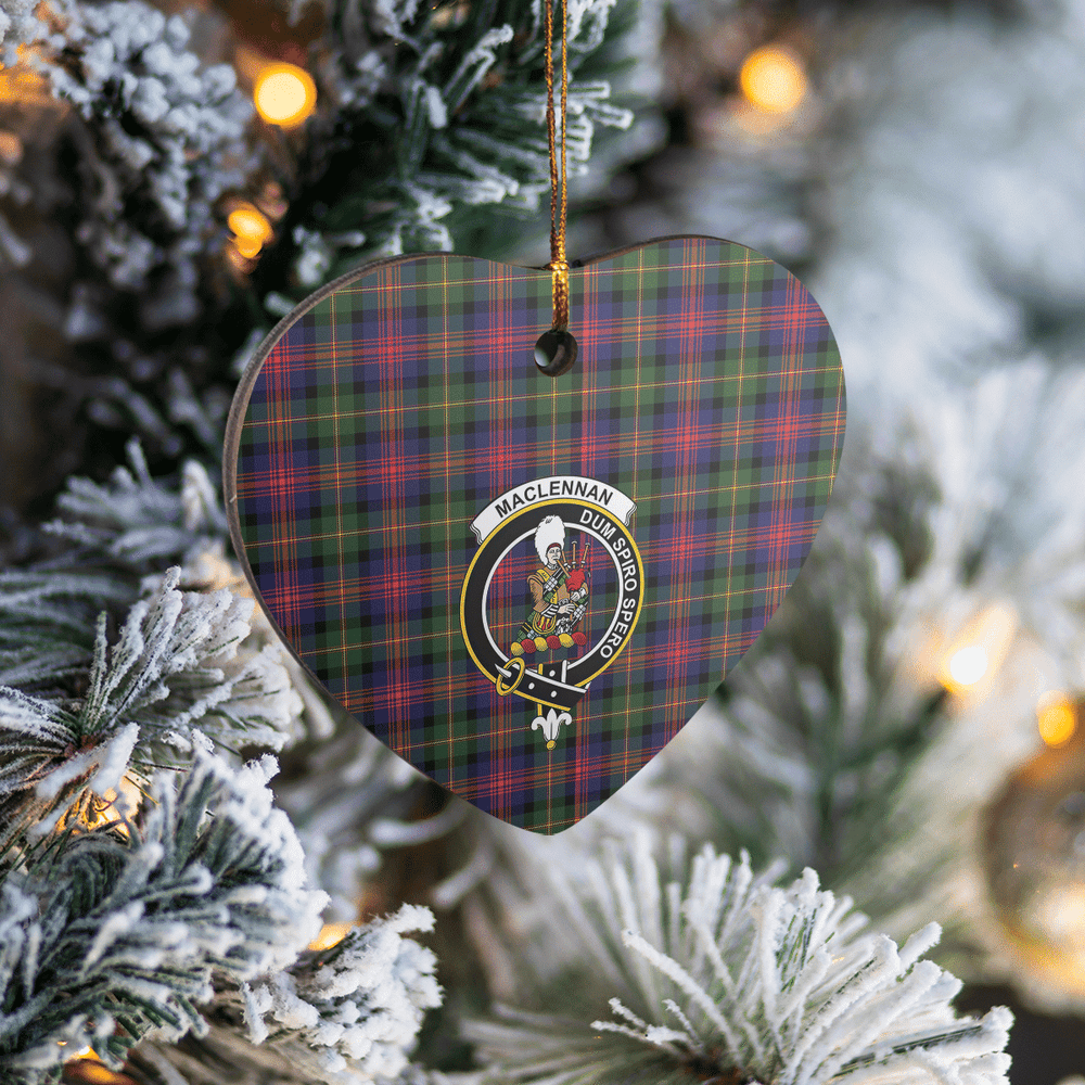 Clan MacLennan Tartan Crest Heart Ceramic Ornament CX74 MacLennan Tartan Tartan Christmas   