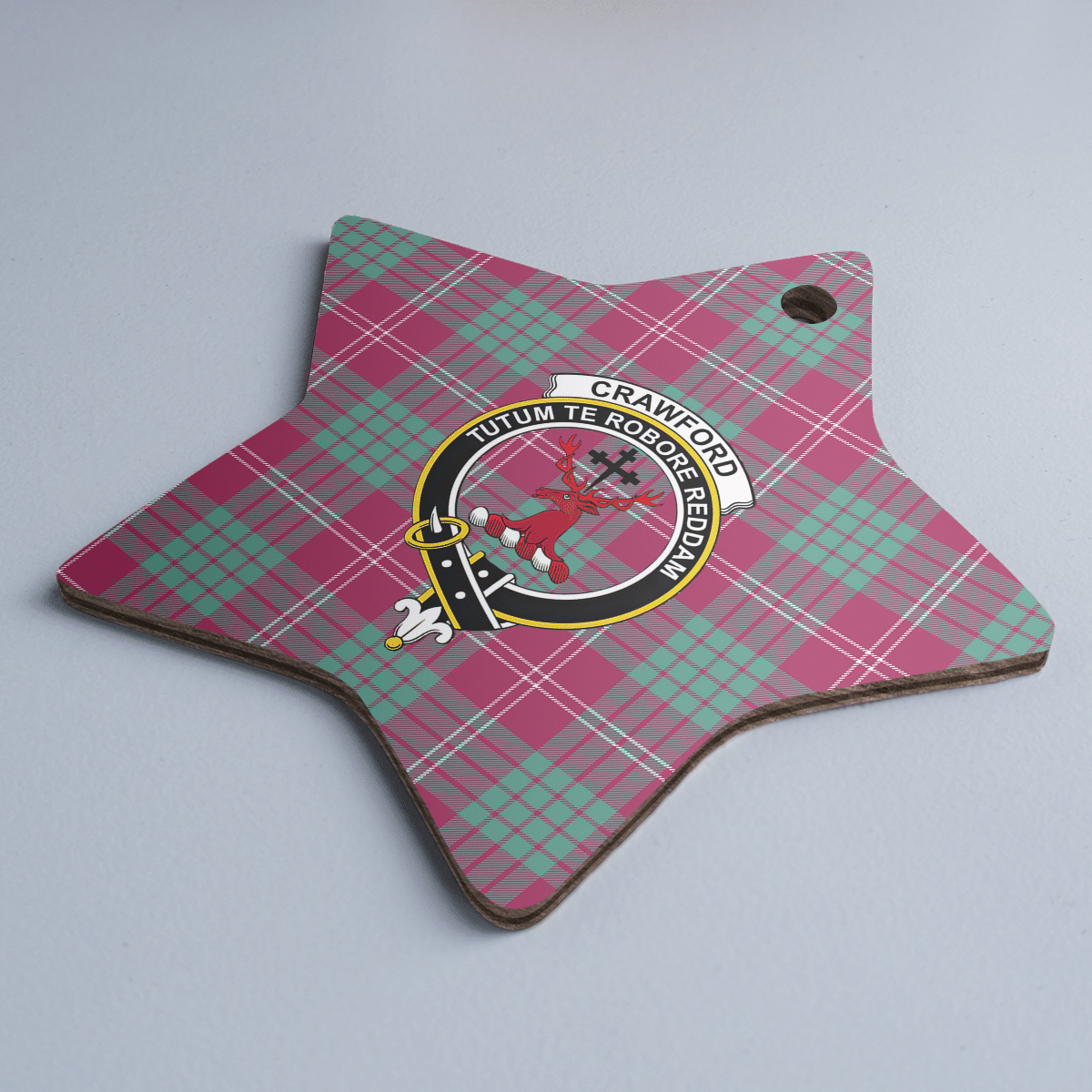 Clan Crawford Ancient Tartan Crest Star Ceramic Ornament CD71 Crawford Ancient Tartan Tartan Christmas   