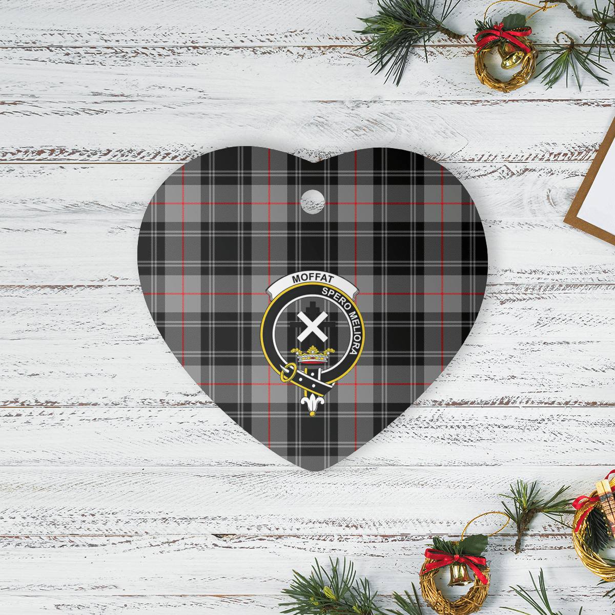 Clan Moffat Modern Tartan Crest Heart Ceramic Ornament AC47 Moffat Modern Tartan Tartan Christmas   